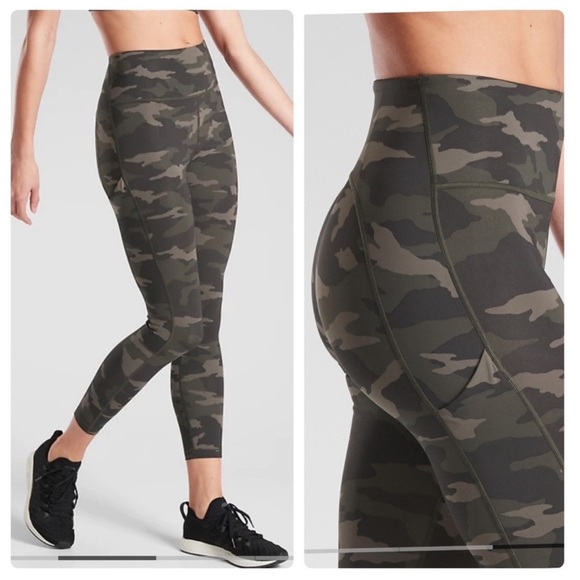 Athleta Pants - Athleta Ultimate Stash Pocket Camo 7/8 Tight Green Brown Athletic Size Large